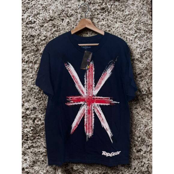 BBC Top Gear Union Jack Graphic T-Shirt NWT Size L Black Vintage 2005 - Picture 2 of 8